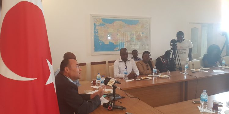 Turkish ambassador Yüceer during a press meeting with Gambian journalists